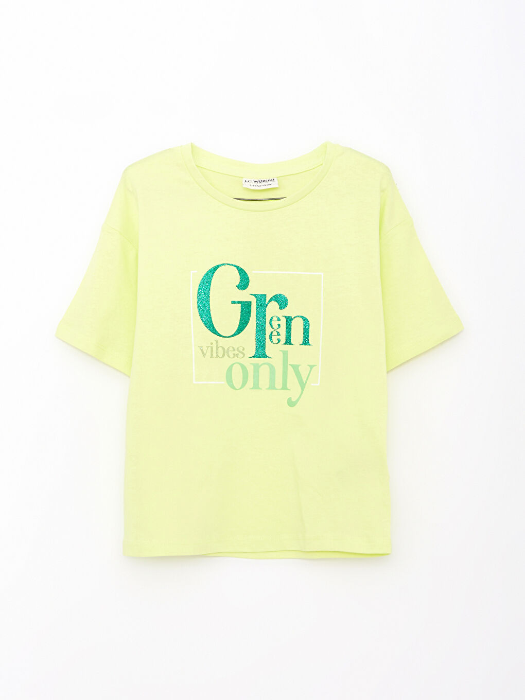 Хлопковая футболка с короткими рукавами, с круглым вырезом и принтом для девочек