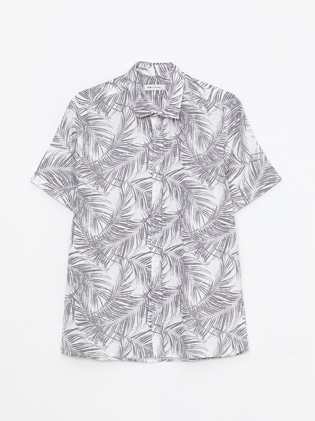 Gri Slim Fit Kısa Kollu Desenli Poplin Erkek Gömlek-4