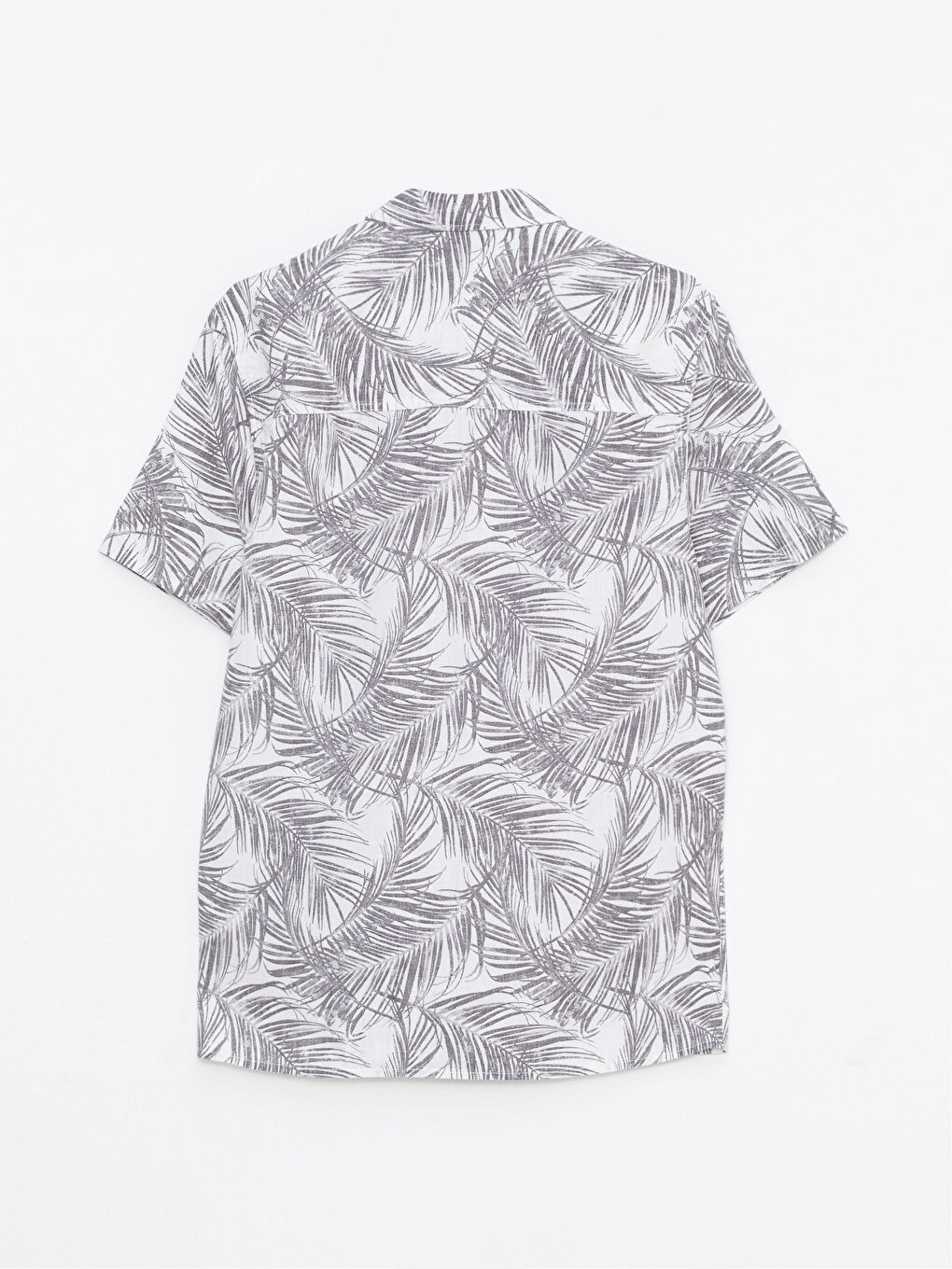 Gri Slim Fit Kısa Kollu Desenli Poplin Erkek Gömlek-5