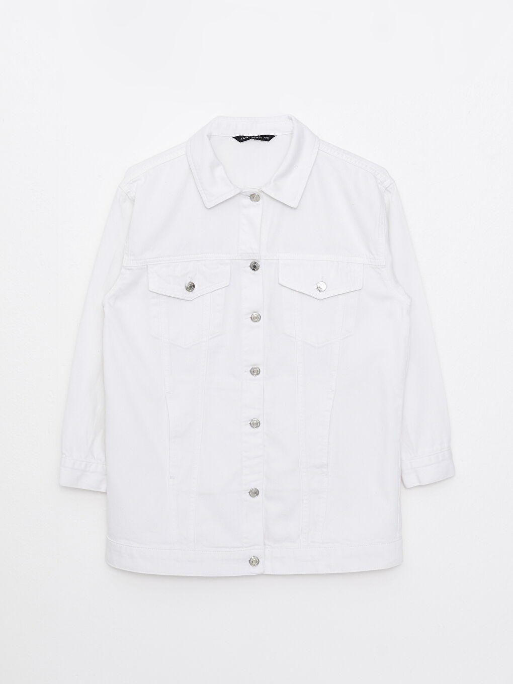 Beyaz Gömlek Yaka Kadın Jean Ceket