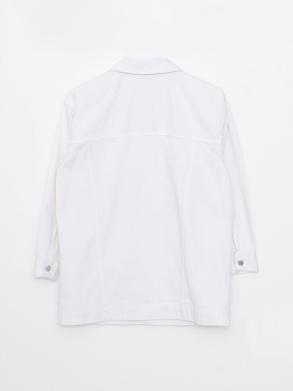 Beyaz Gömlek Yaka Kadın Jean Ceket-1