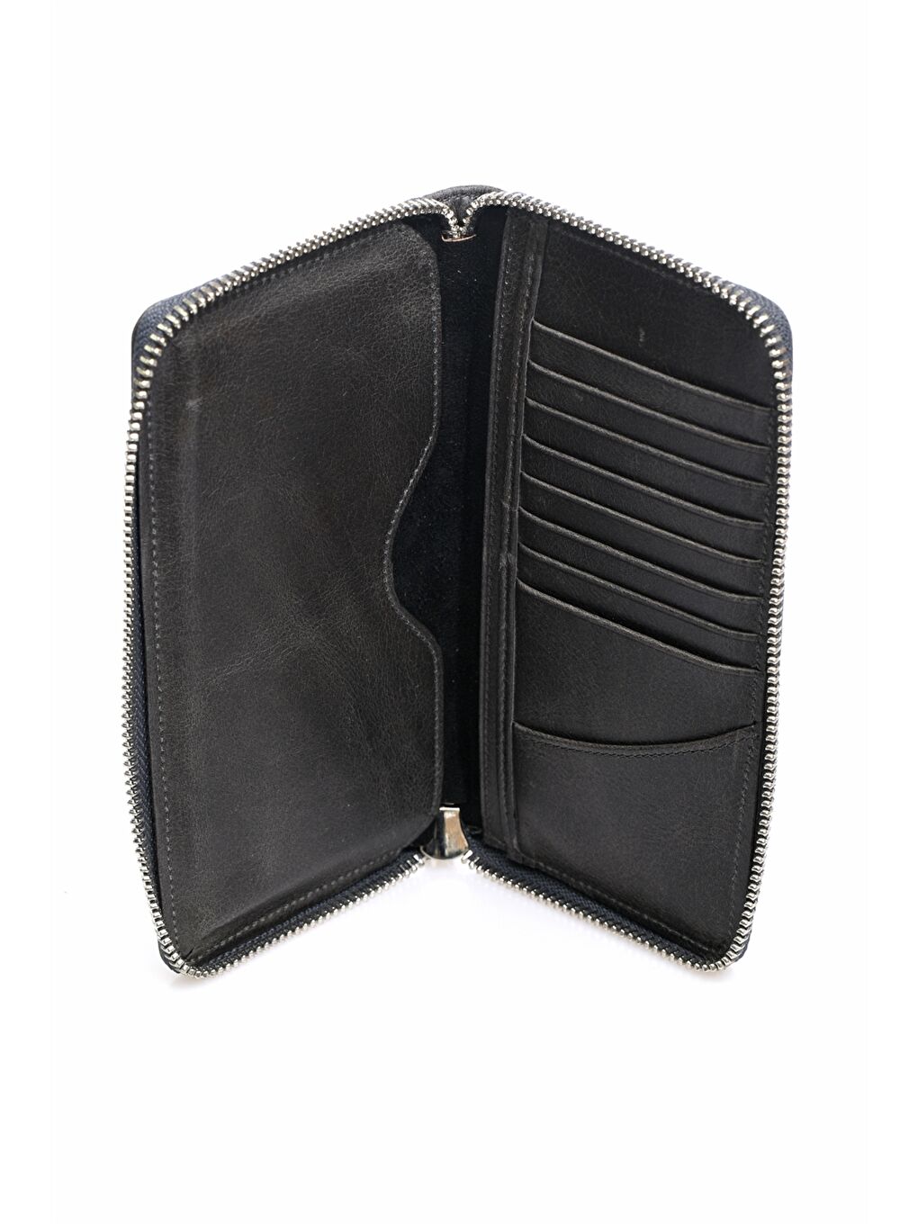 Antrasit Fossil Hakiki Deri Fermuarlı Erkek Cüzdan-2