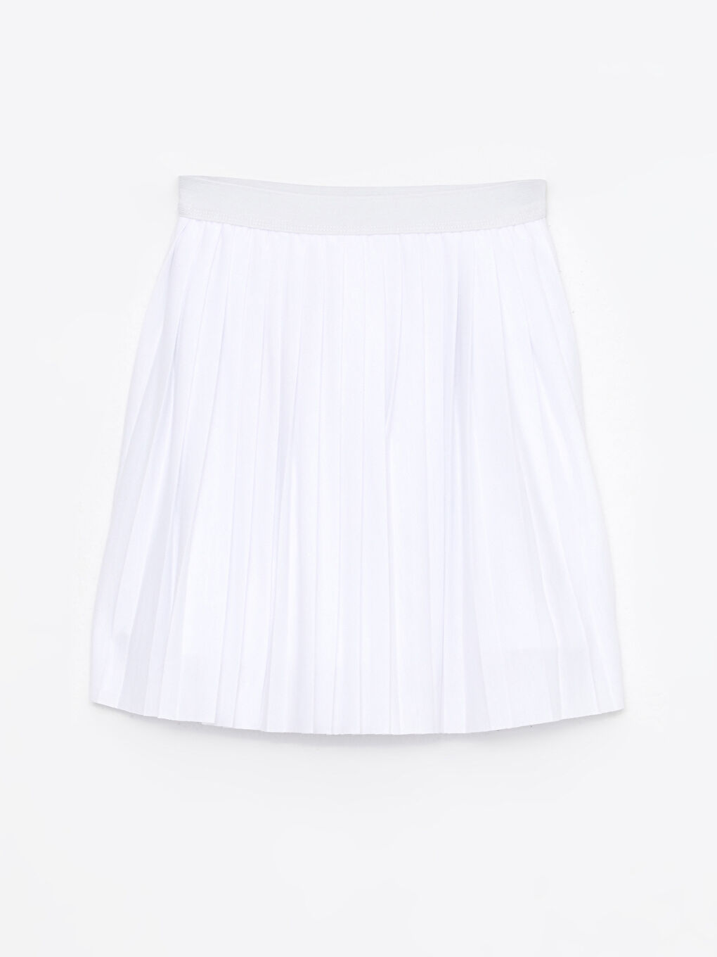 Beyaz Beli Lastikli Pileli Kız Çocuk Etek