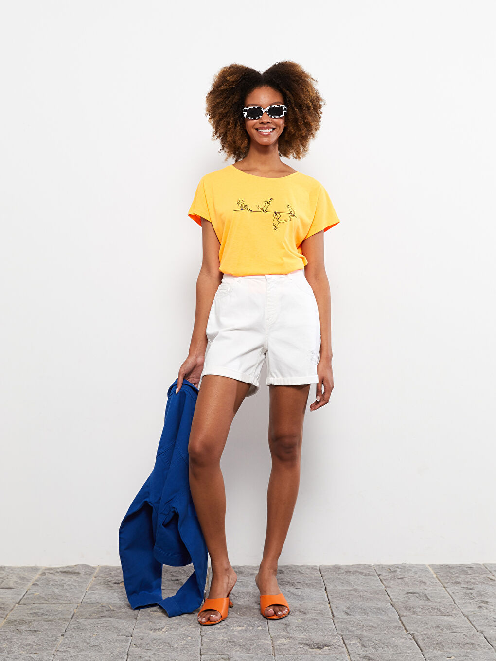 Crew Neck Printed Cotton Women's T-Shirt