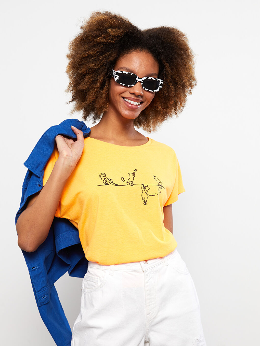 Crew Neck Printed Cotton Women's T-Shirt-1