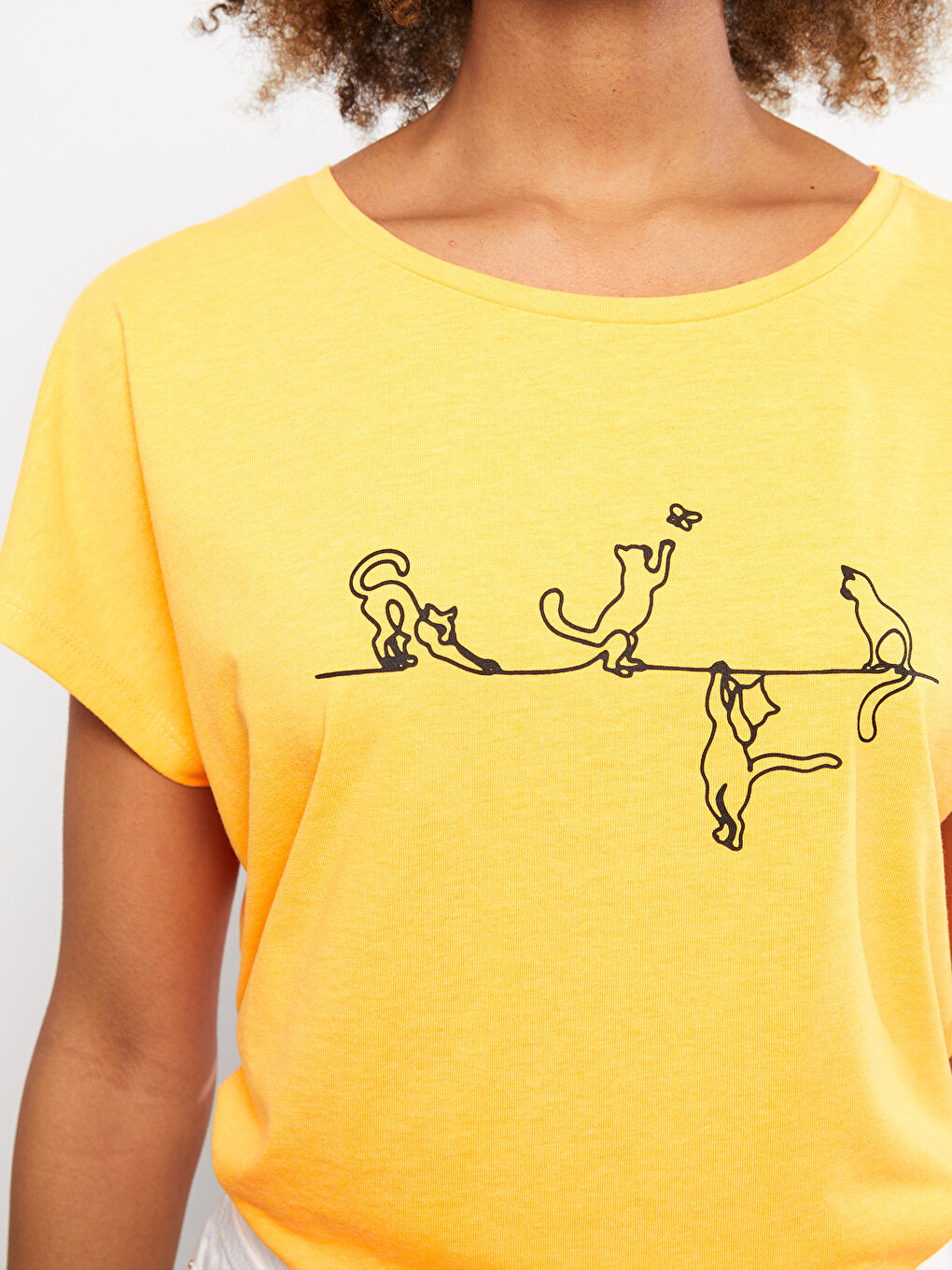 Crew Neck Printed Cotton Women's T-Shirt-3