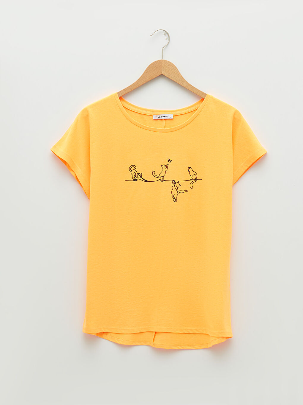 Crew Neck Printed Cotton Women's T-Shirt-5