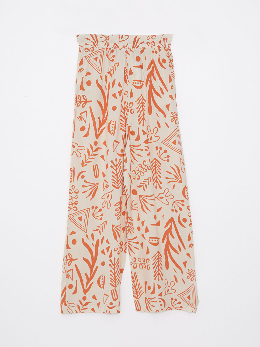 Elastic Waist Standard Fit Patterned Viscose Women's Trousers-6