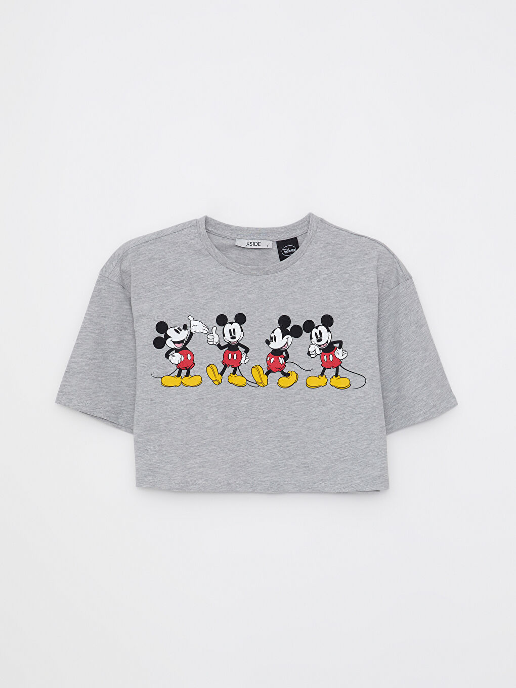 XSIDE Crew Neck Mickey Mouse Printed Short Sleeve Women's Crop Top -S2I703Z8-E3Z