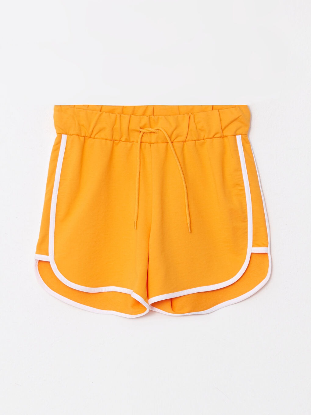 Turuncu Kadın Beli Lastikli Dar Fit Düz Şort-6