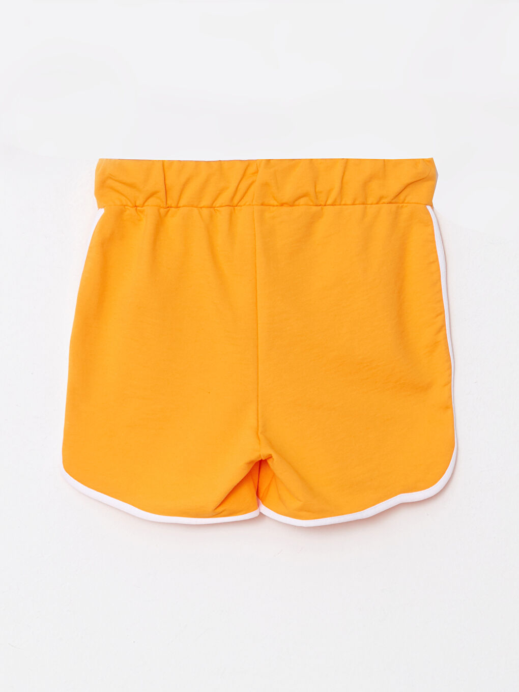Turuncu Kadın Beli Lastikli Dar Fit Düz Şort-7