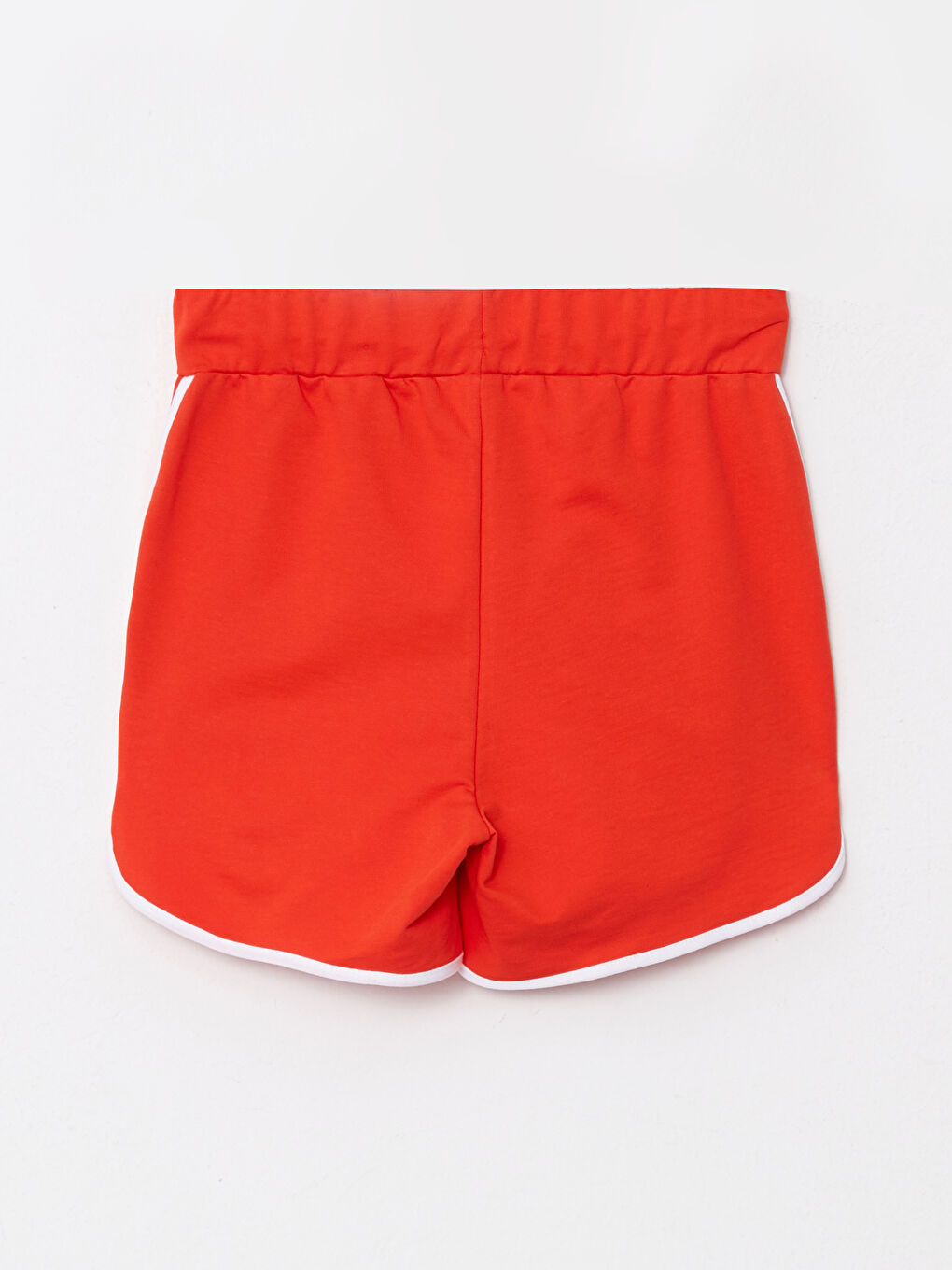 Turuncu Kadın Beli Lastikli Dar Fit Düz Şort-7