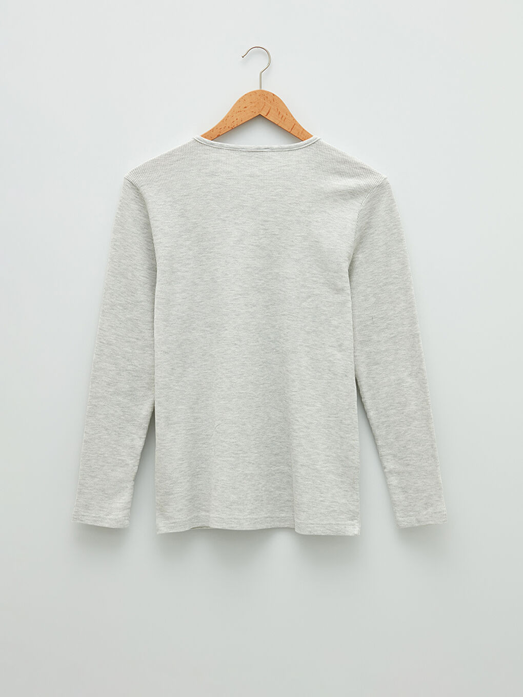 تيشيرت داخلي كم طويل ياقة دائرية قطن للرجال-6