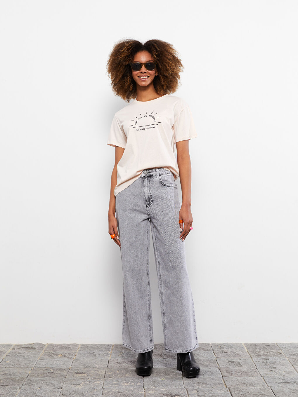 Crew Neck Printed Short Sleeve Cotton Women's T-shirt