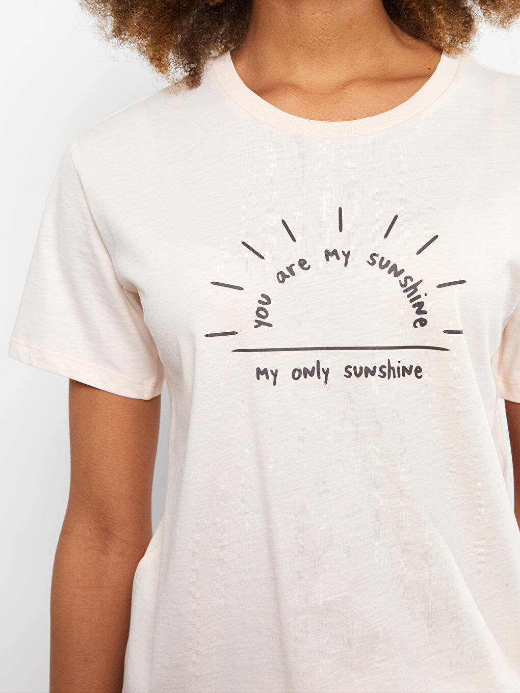 Crew Neck Printed Short Sleeve Cotton Women's T-shirt-2