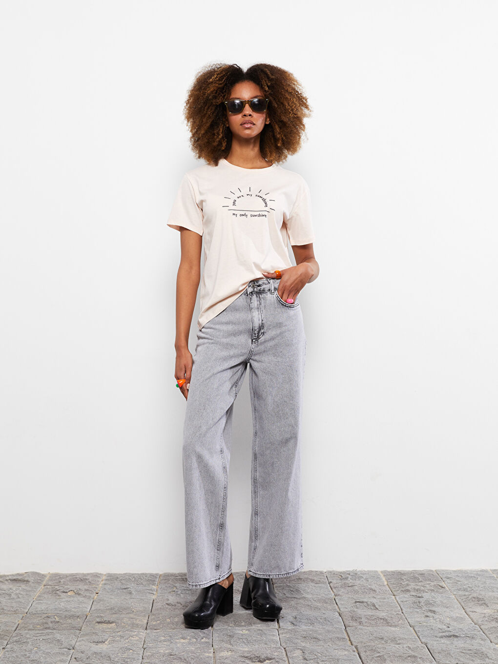 Crew Neck Printed Short Sleeve Cotton Women's T-shirt-3