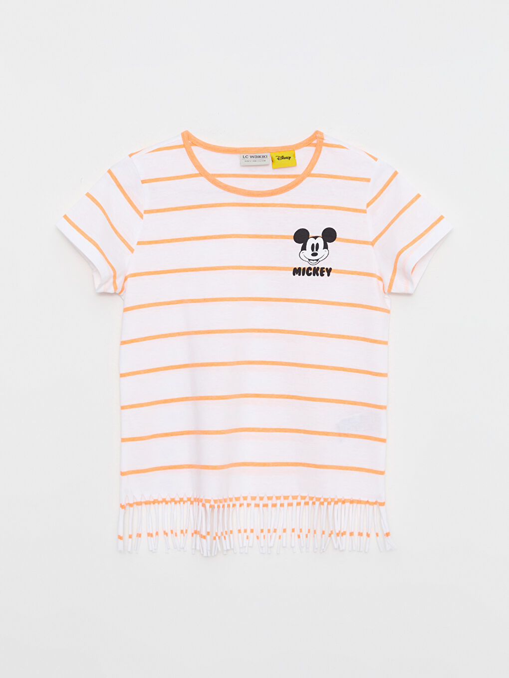 Crew Neck Mickey Mouse Printed Short Sleeve Girls T-Shirt