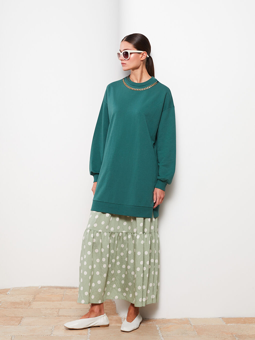 Women's Polka Dot Skirt with Elastic Waist