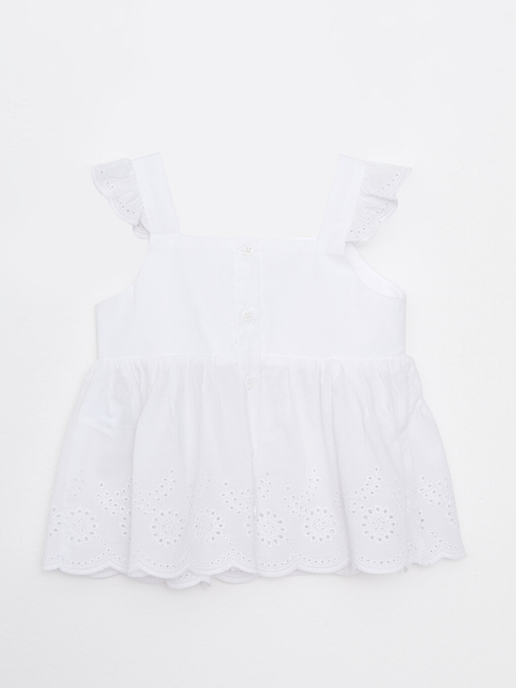 Quadratischer Kragen Schulterfreie Baby Mädchen Popeline Bluse-2