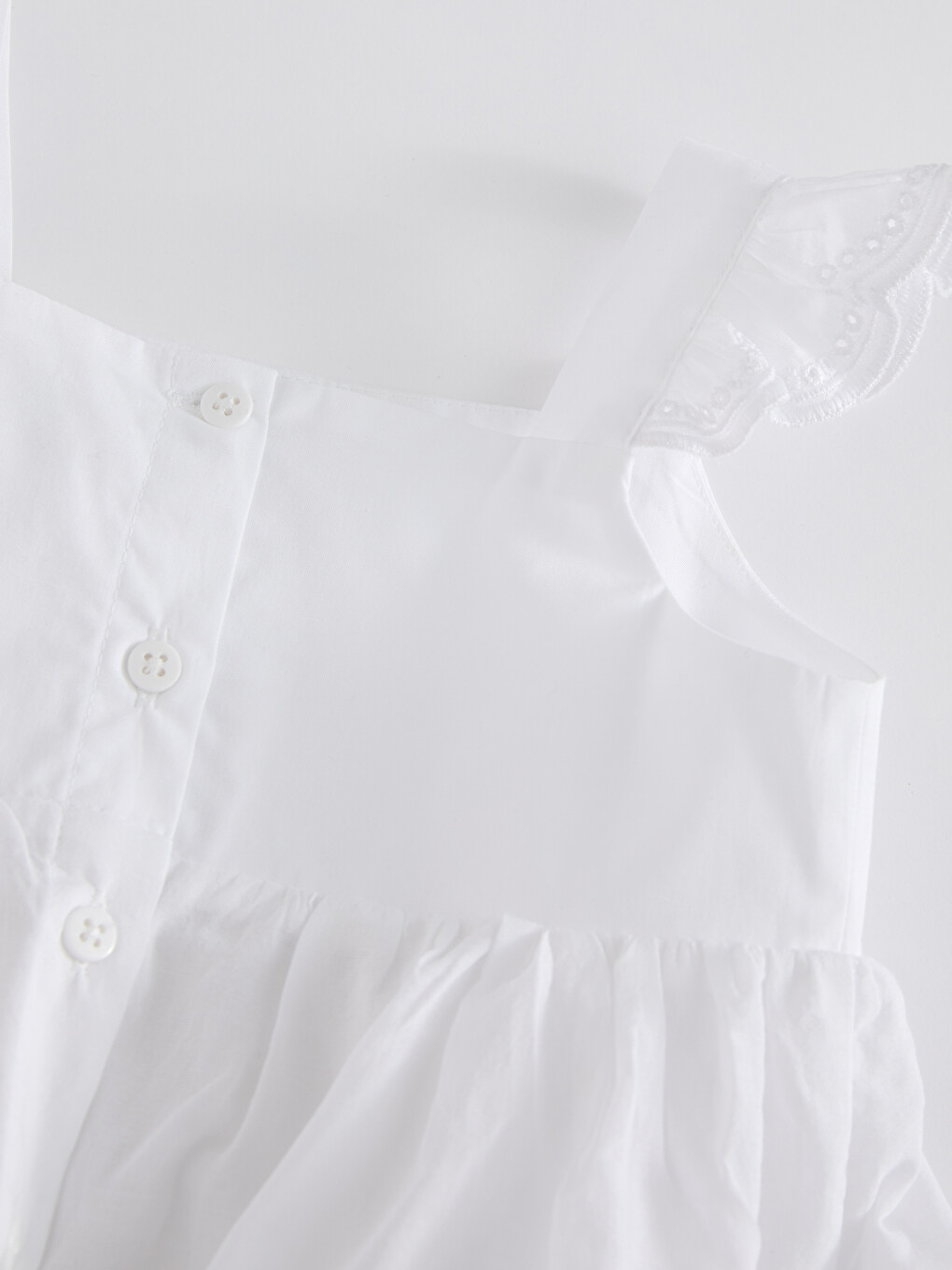 Quadratischer Kragen Schulterfreie Baby Mädchen Popeline Bluse-3