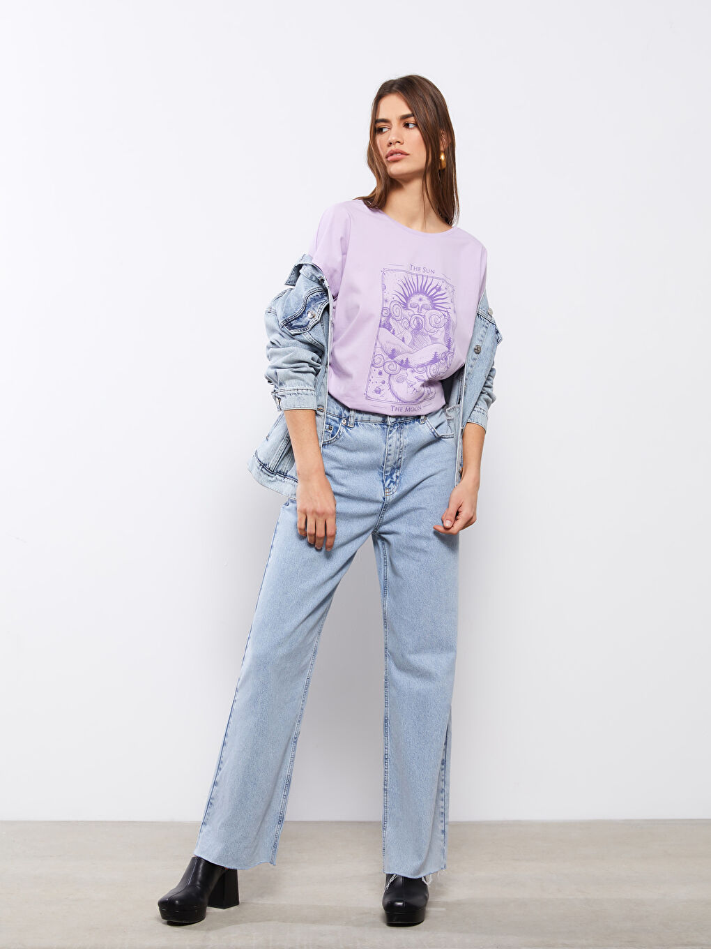 Crew Neck Printed Short Sleeve Cotton Women's T-shirt