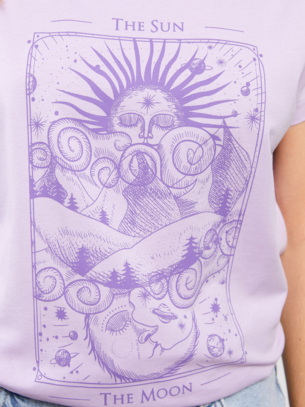 Crew Neck Printed Short Sleeve Cotton Women's T-shirt-3