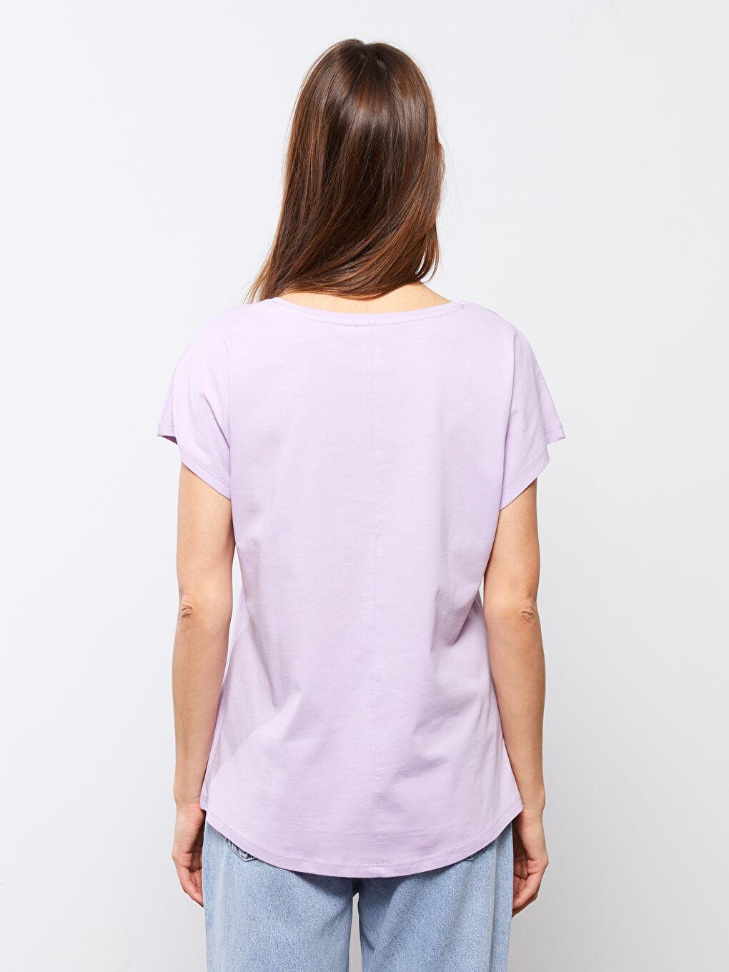 Crew Neck Printed Short Sleeve Cotton Women's T-shirt-4