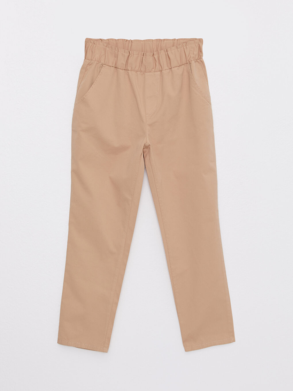 LCW Modest Elastic Waist Comfortable Fit Straight Pocket Detailed Gabardine Women's Trousers -S2I845Z8-S5M