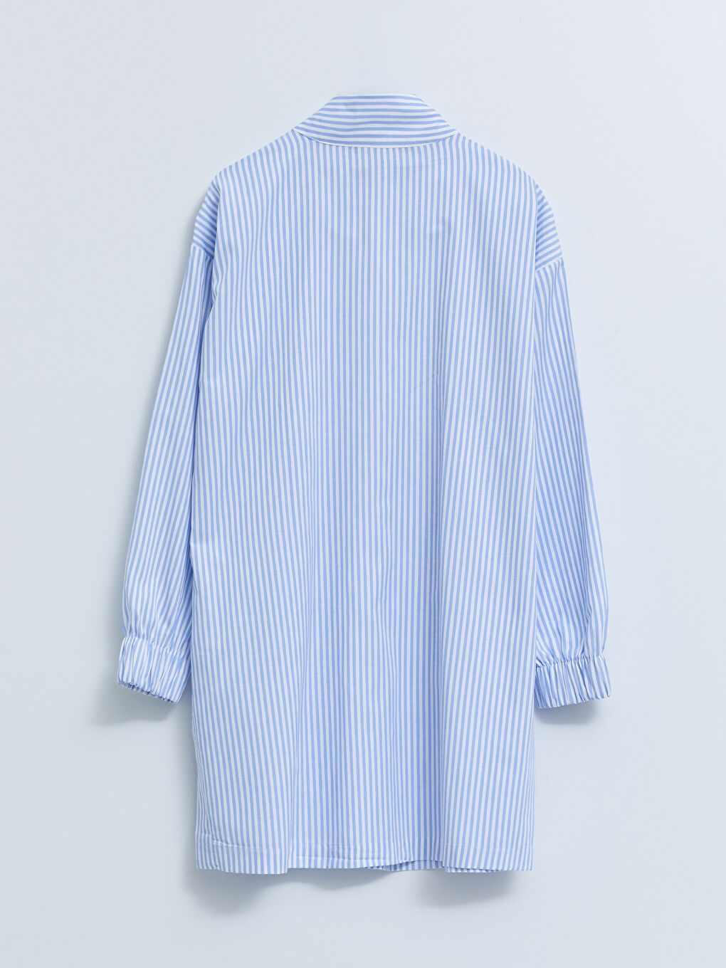 Mavi Dik Yaka Çizgili Uzun Kollu Kadın Tunik-5