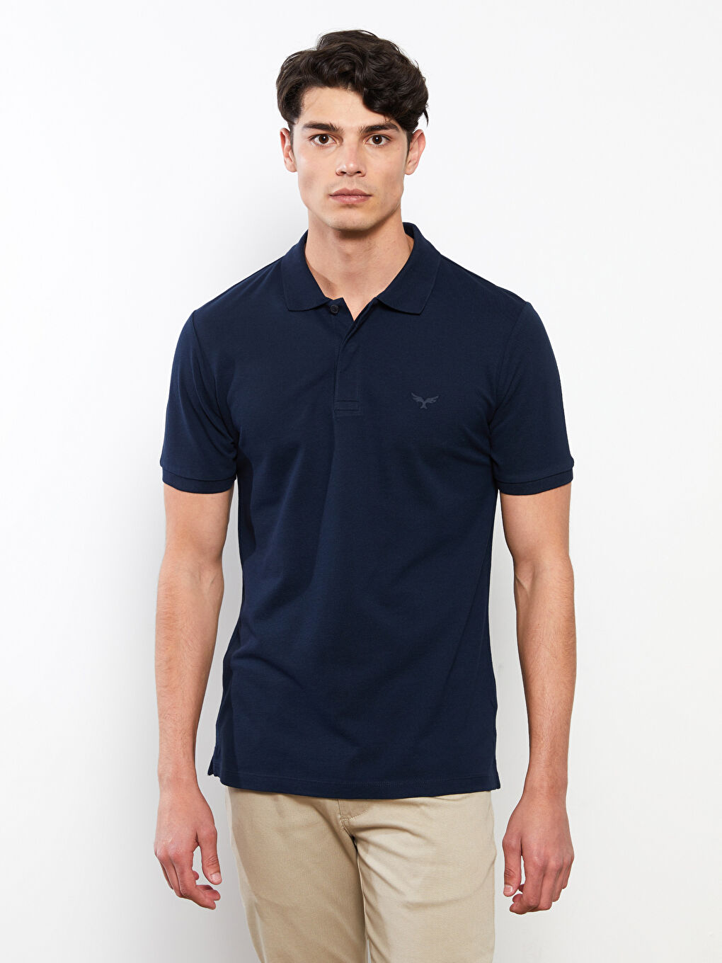 Lacivert Polo Yaka Kısa Kollu Pike Erkek Tişört