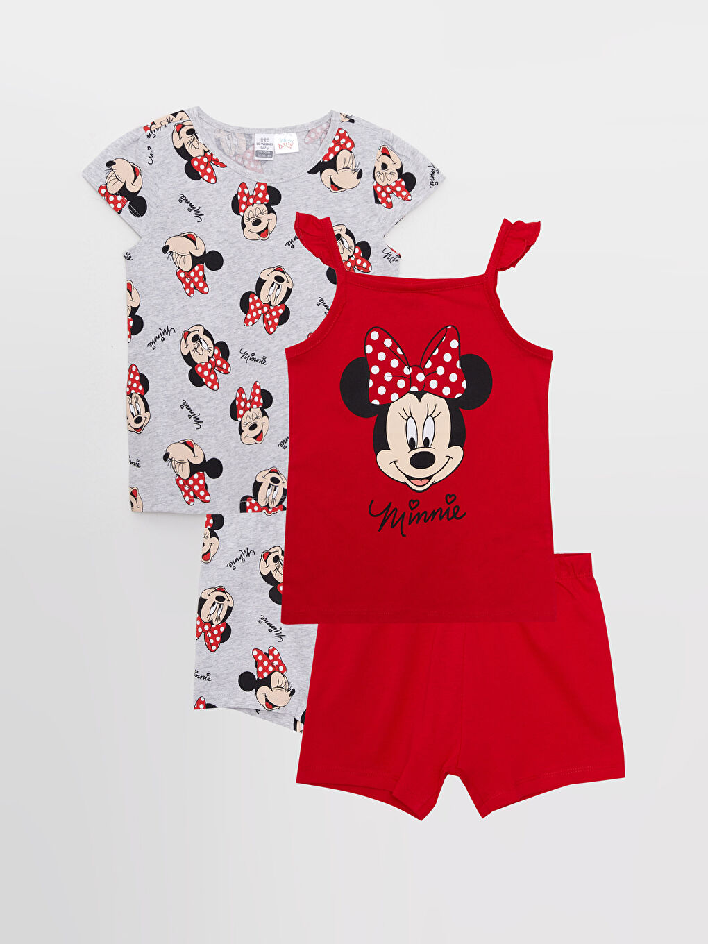 طقم بيجامة بناتي قطن مطبوع ميني ماوس للأطفال ٢ قطعة