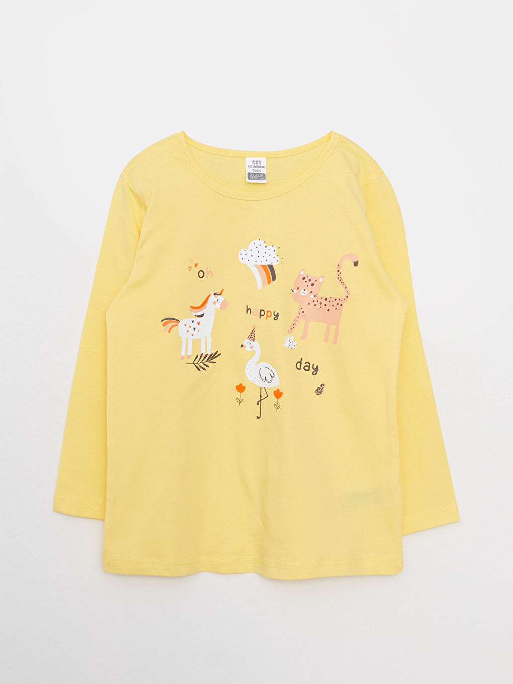 Crew Neck Long Sleeve Printed Cotton Baby Girl 2-Pajama Set-1