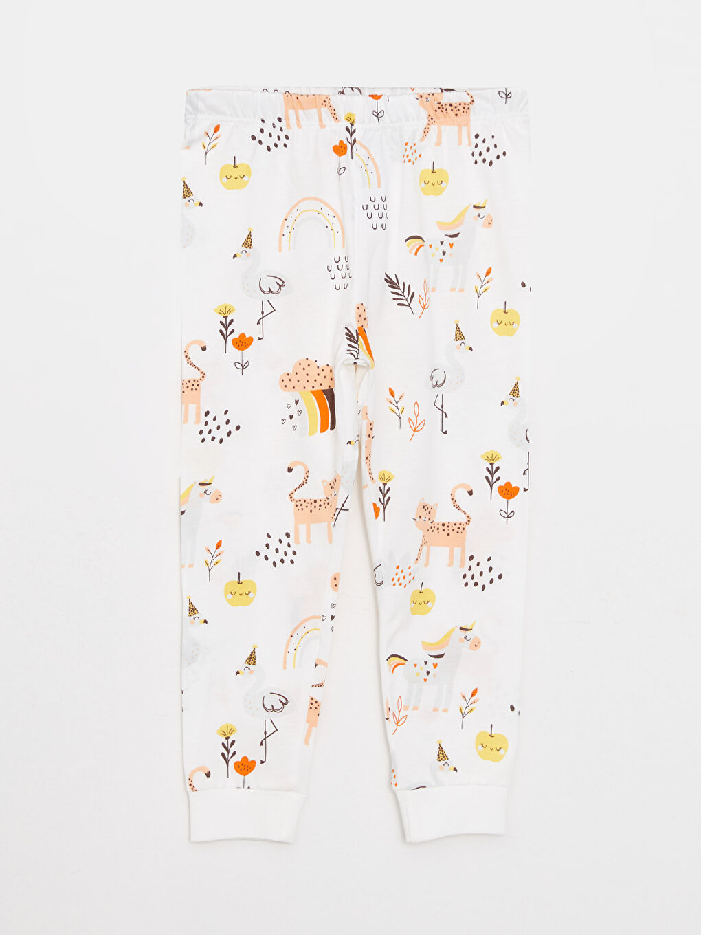 Crew Neck Long Sleeve Printed Cotton Baby Girl 2-Pajama Set-4