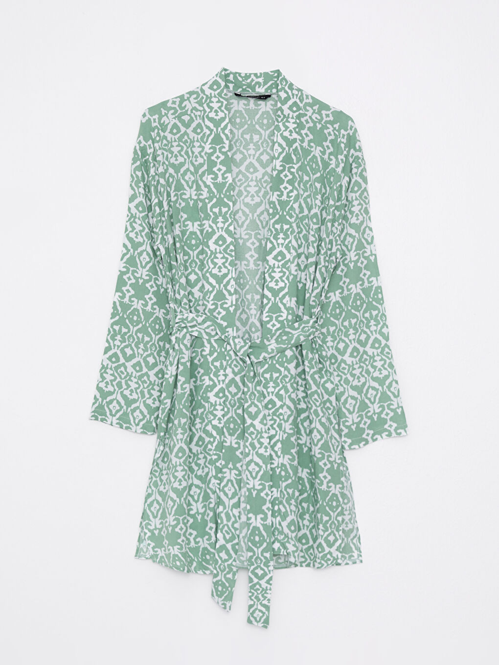 Shawl Collar Patterned Long Sleeve Oversize Viscose Women's Kimono-11