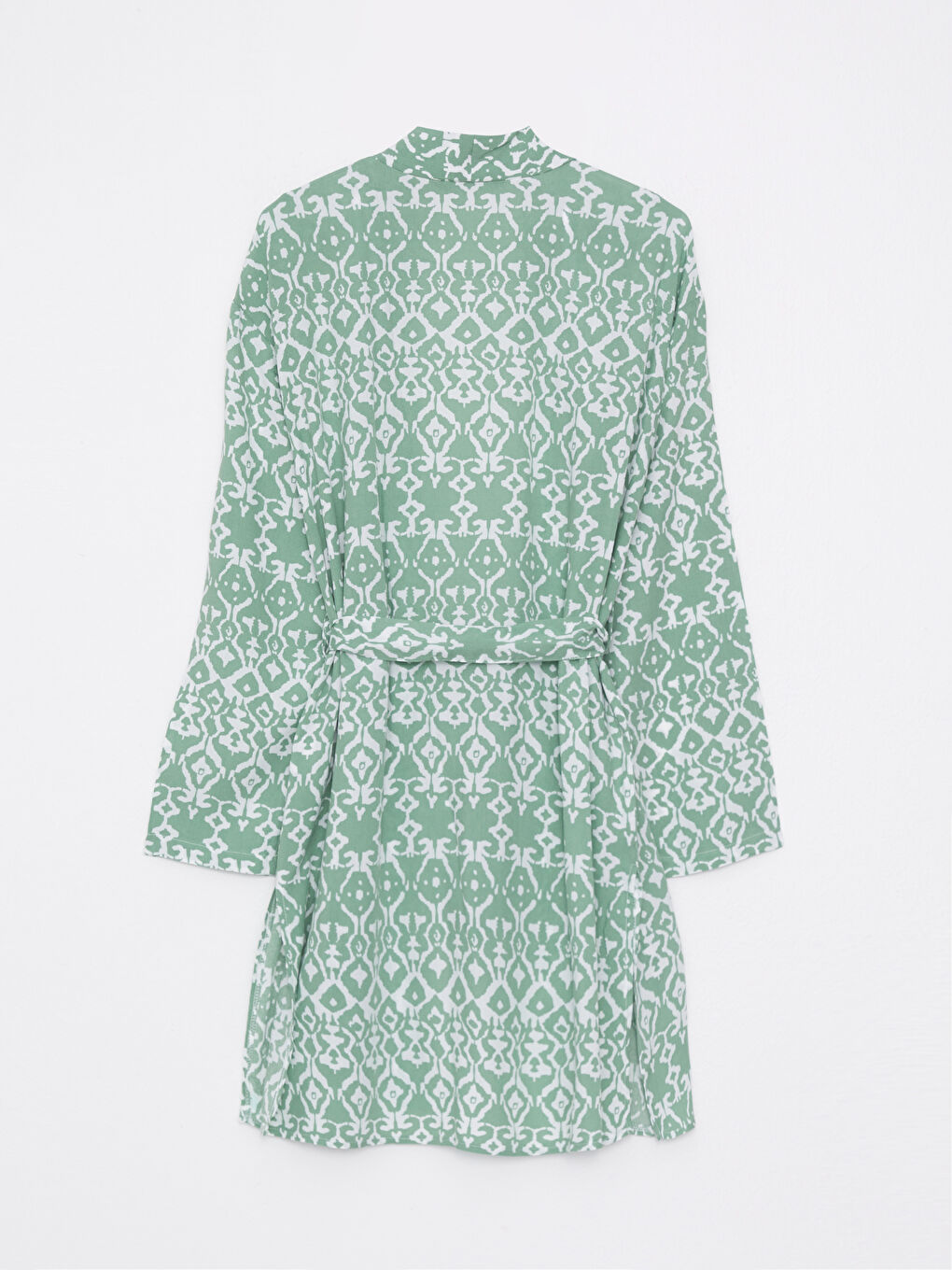 Shawl Collar Patterned Long Sleeve Oversize Viscose Women's Kimono-13