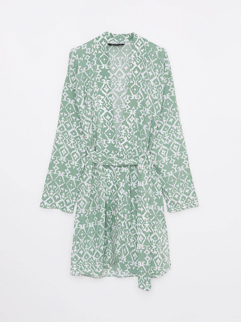 Shawl Collar Patterned Long Sleeve Oversize Viscose Women's Kimono-10