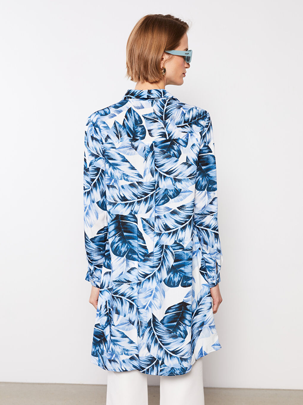 Patterned Long Sleeve Viscose Women's Shirt Tunic -S2I874Z8-LQK