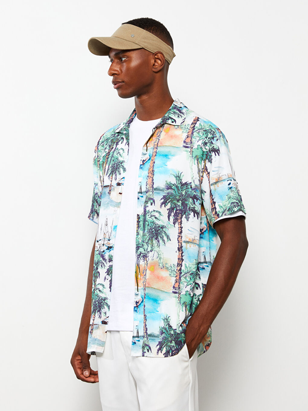 XSIDE Regular Fit Short Sleeve Patterned Poplin Men's Shirt -S2I876Z8-F9C