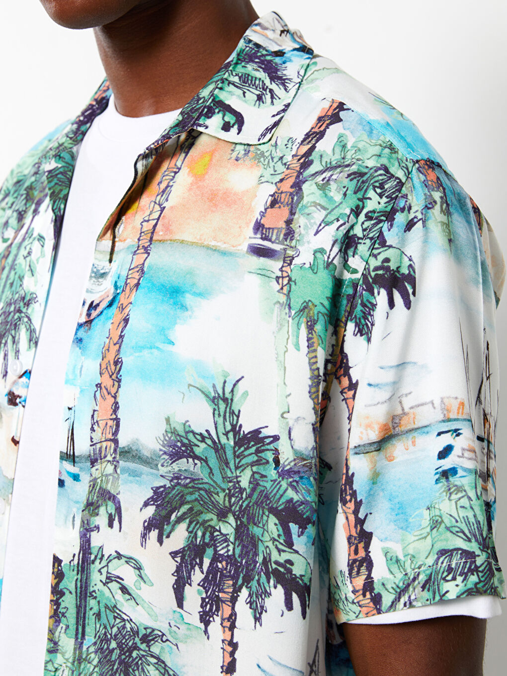 XSIDE Regular Fit Short Sleeve Patterned Poplin Men's Shirt -S2I876Z8-F9C