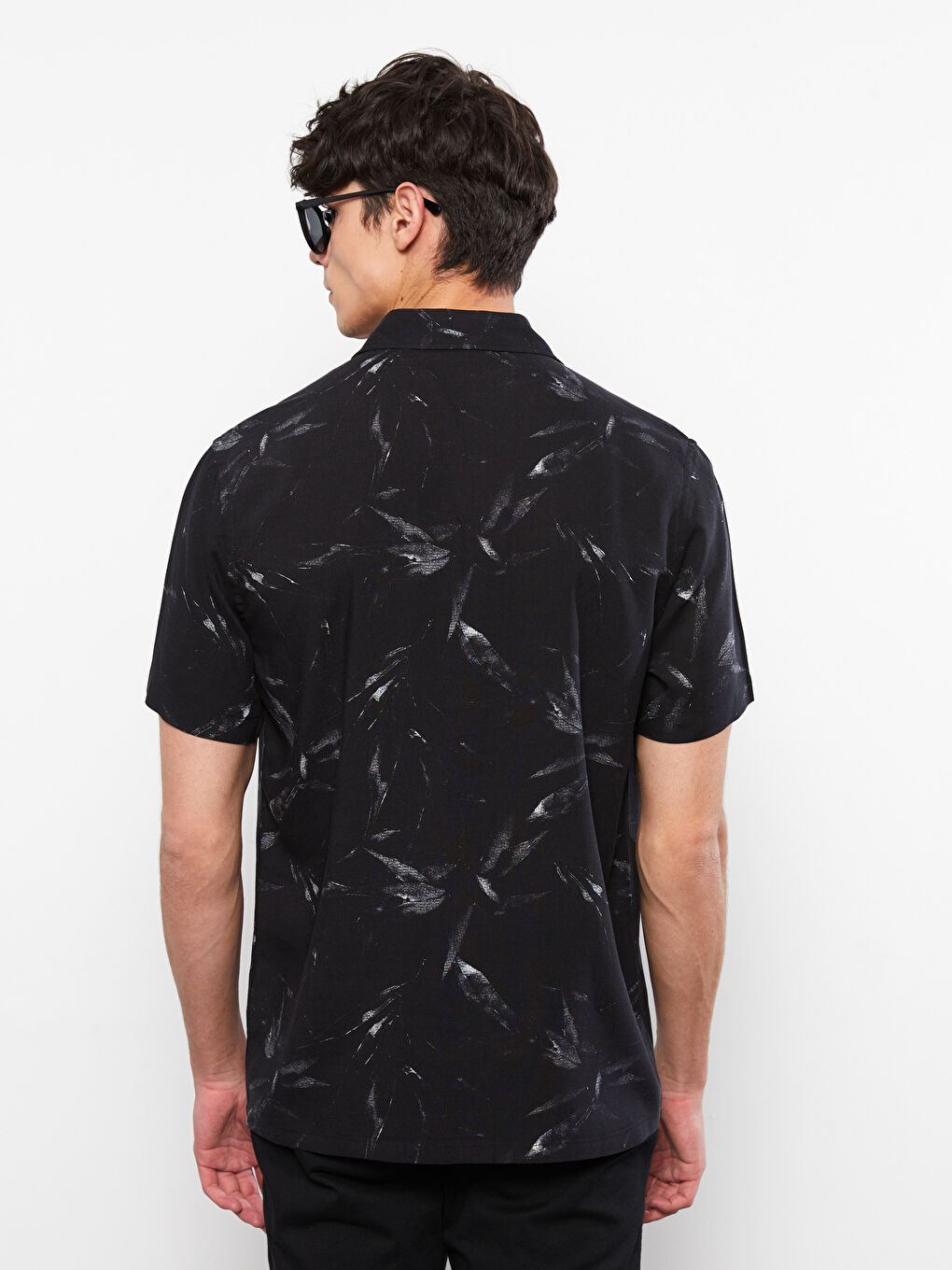 Regular Fit Short Sleeve Patterned Poplin Men's Shirt -S2I877Z8-LQJ