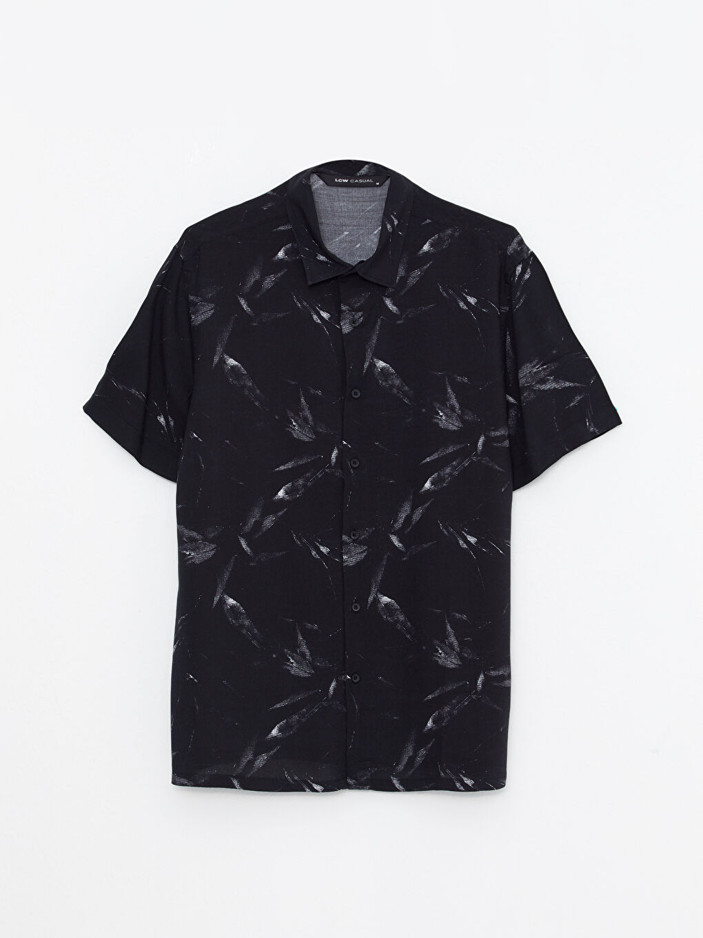 Regular Fit Short Sleeve Patterned Poplin Men's Shirt -S2I877Z8-LQJ