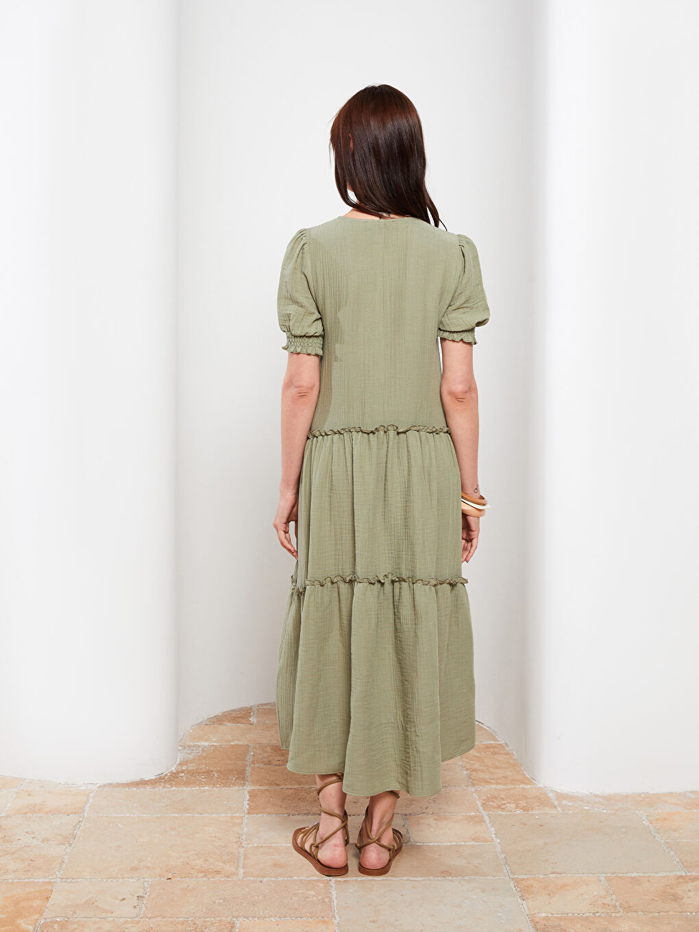 V Neck Straight Short Sleeve A-Line Muslin Maternity Dress -S2I886Z8-GGY