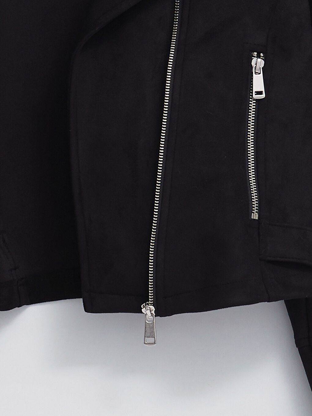 جاكيت جلد صناعي سادة بياقة بايكر للسيدات-8