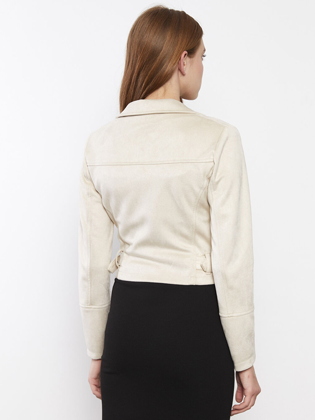 Women's Biker Neck Plain Faux Leather Jacket -S2I901Z8-QKP
