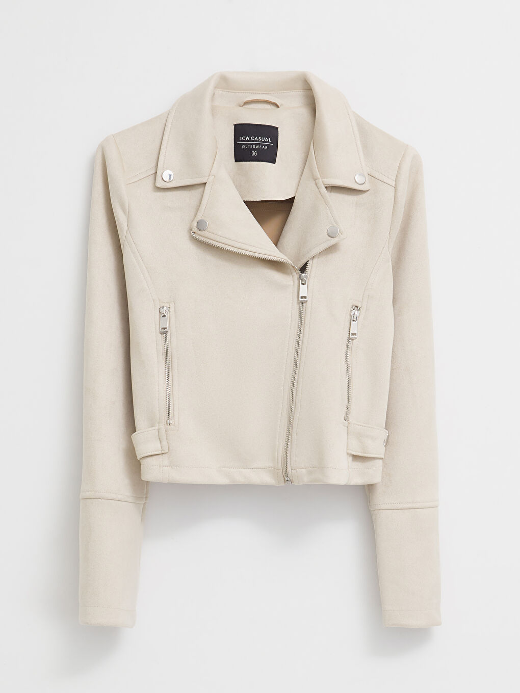 Women's Biker Neck Plain Faux Leather Jacket -S2I901Z8-QKP