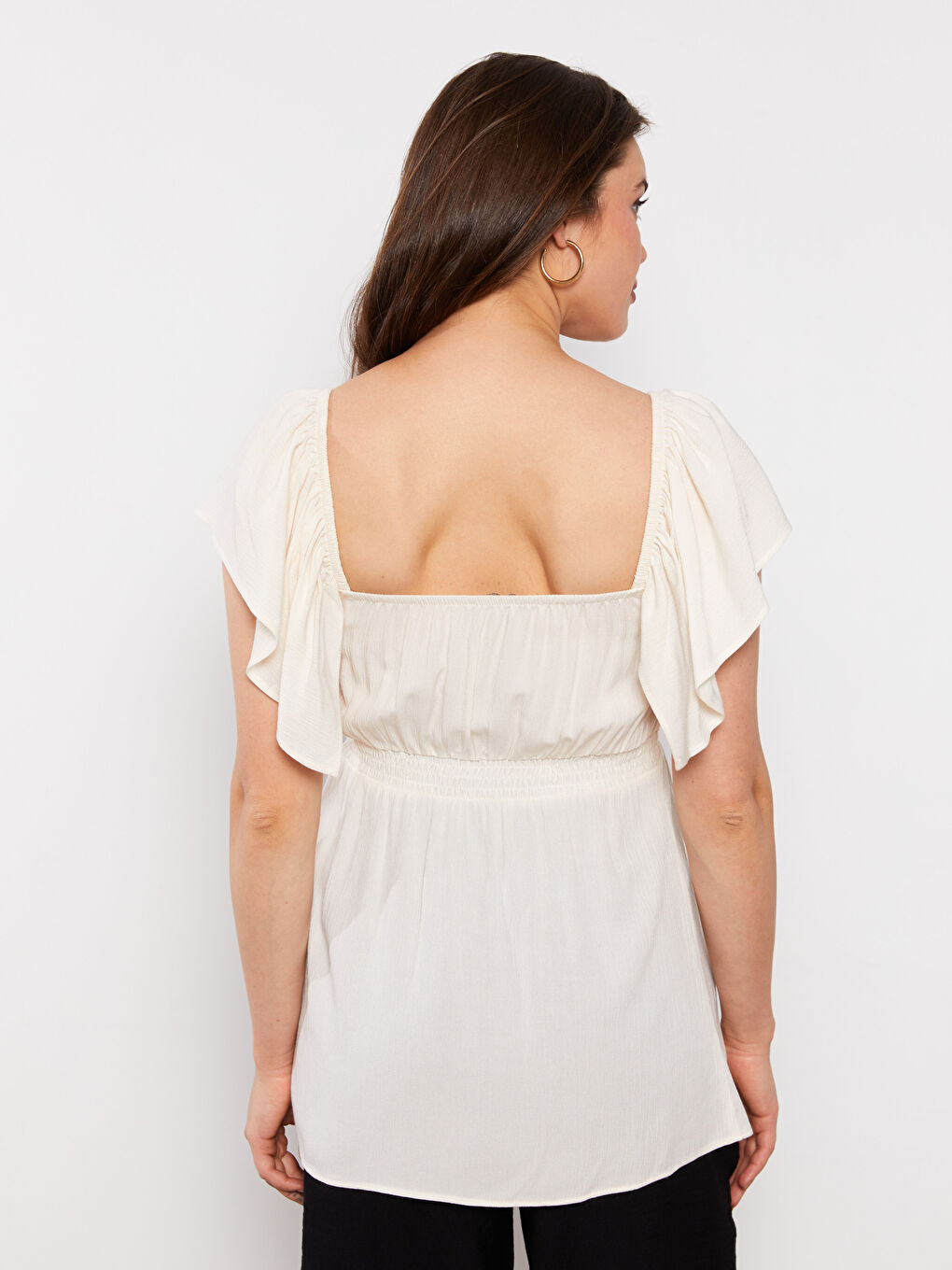 Square Neck Straight Short Sleeve Viscose Maternity Blouse -S2I902Z8-FES