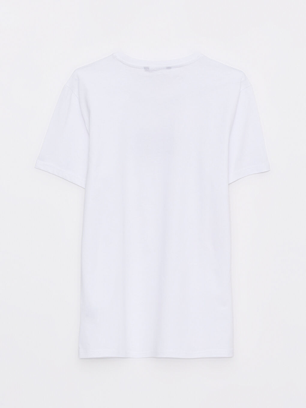 Beyaz Bisiklet Yaka Kısa Kollu Baskılı Penye Erkek Tişört-5