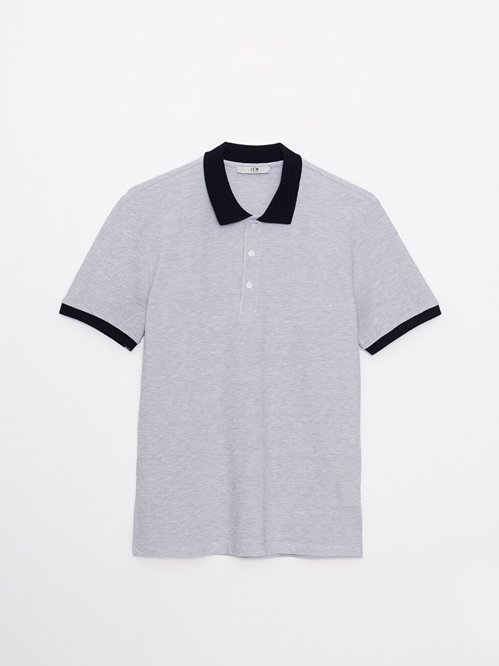 Beyaz Polo Yaka Kısa Kollu Erkek Tişört-5