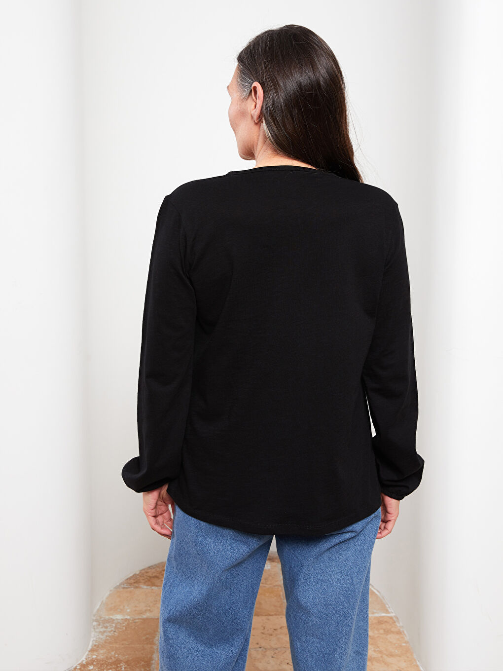 Lapel Collar Embroidered Long Sleeve Cotton Women's Blouse-4