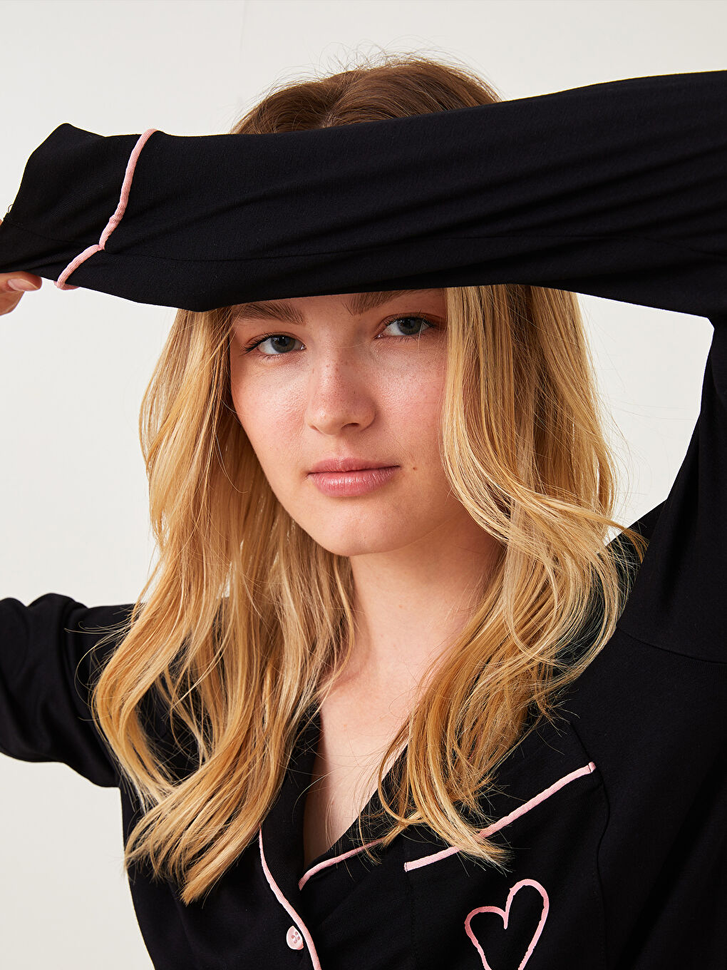 Set de pijama cu guler de cămașă, imprimat, mânecă lungă, pentru femei-2